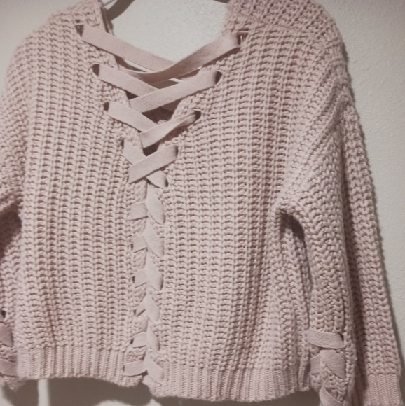 Final $5 3/$12 Witty Fox "Ladies Lace Back Sweater 3/4 Sleeves" Sz. S Di… - Picture 3 of 5